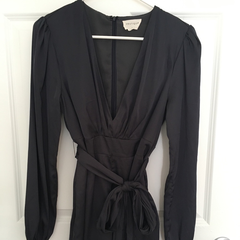 Blue Satin Longsleeve Romper